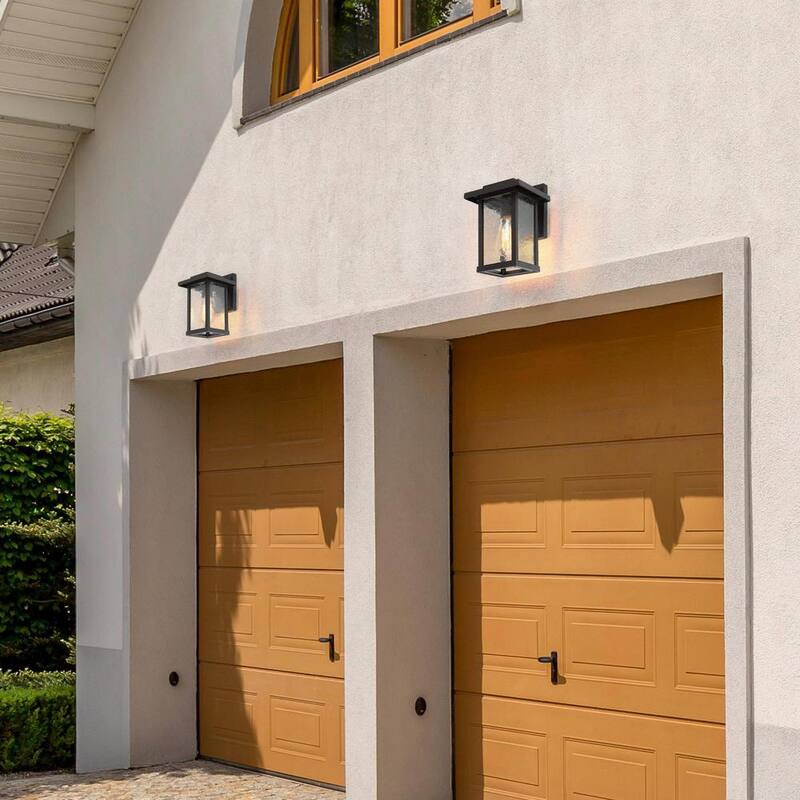 Lámpara de pared exterior estilo granja moderna con 1 luz y pantalla de vidrio con agua - FUNQIBHD1321SF6