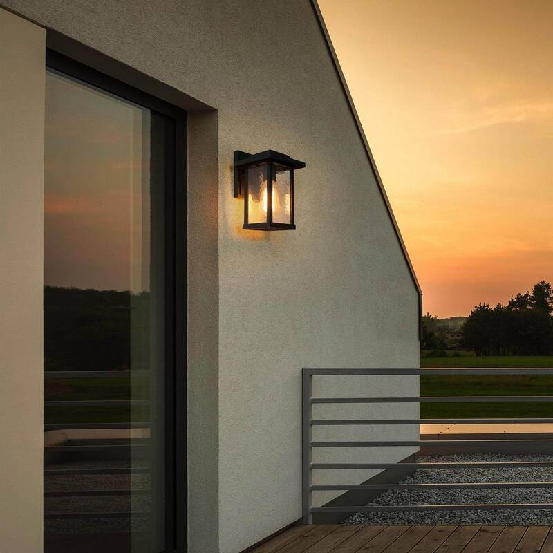 Lámpara de pared exterior estilo granja moderna con 1 luz y pantalla de vidrio con agua - FUNQIBHD1321SF6