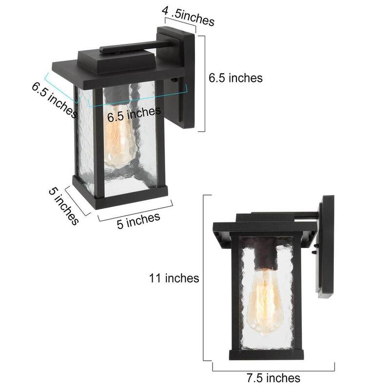 Lámpara de pared exterior estilo granja moderna con 1 luz y pantalla de vidrio con agua - FUNQIBHD1321SF6