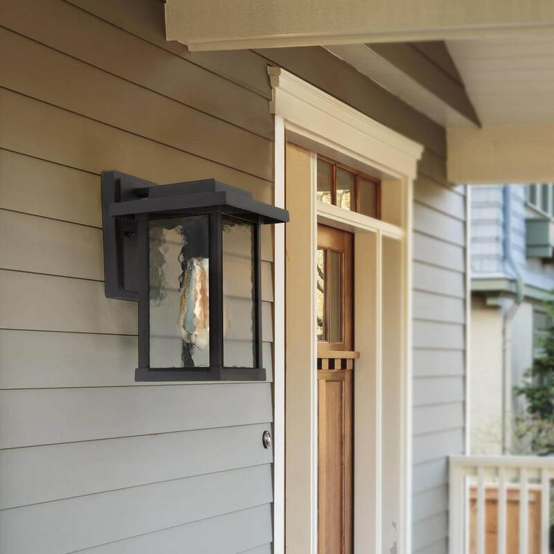 Lámpara de pared exterior estilo granja moderna con 1 luz y pantalla de vidrio con agua - FUNQIBHD1321SF6