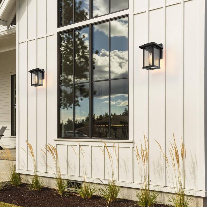 Lámpara de pared exterior estilo granja moderna con 1 luz y pantalla de vidrio con agua - FUNQIBHD1321SF6