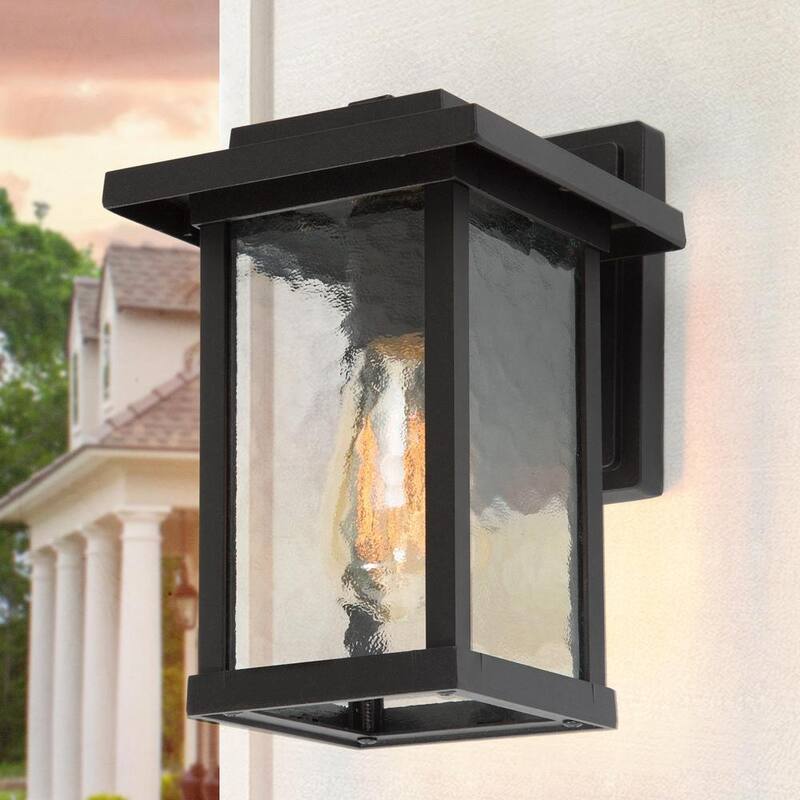 Lámpara de pared exterior estilo granja moderna con 1 luz y pantalla de vidrio con agua - FUNQIBHD1321SF6