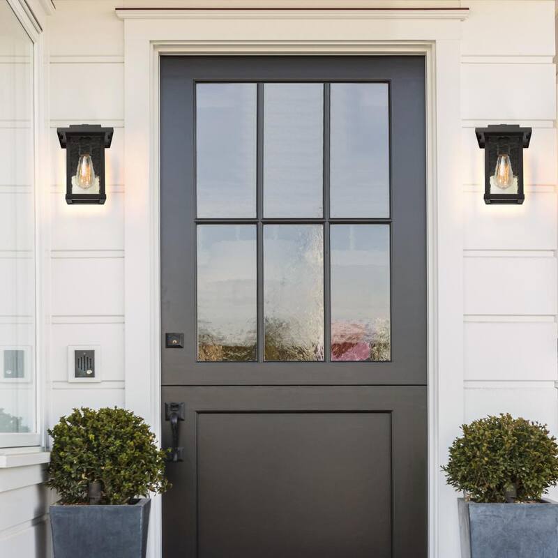 Lámpara de pared exterior estilo granja moderna con 1 luz y pantalla de vidrio con agua - FUNQIBHD1321SF6