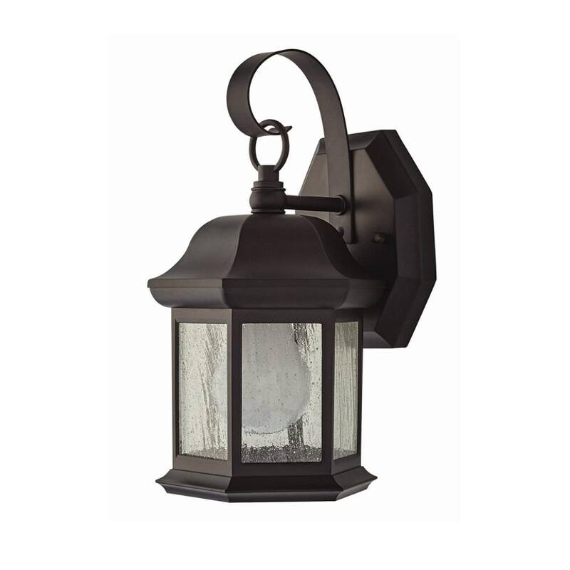 Hampton Bay 10.5 pulgadas 1 Luz Bronce Aplique de Pared para Exteriores con Vidrio Sembrado (Paquete de 2) - TR T0784
