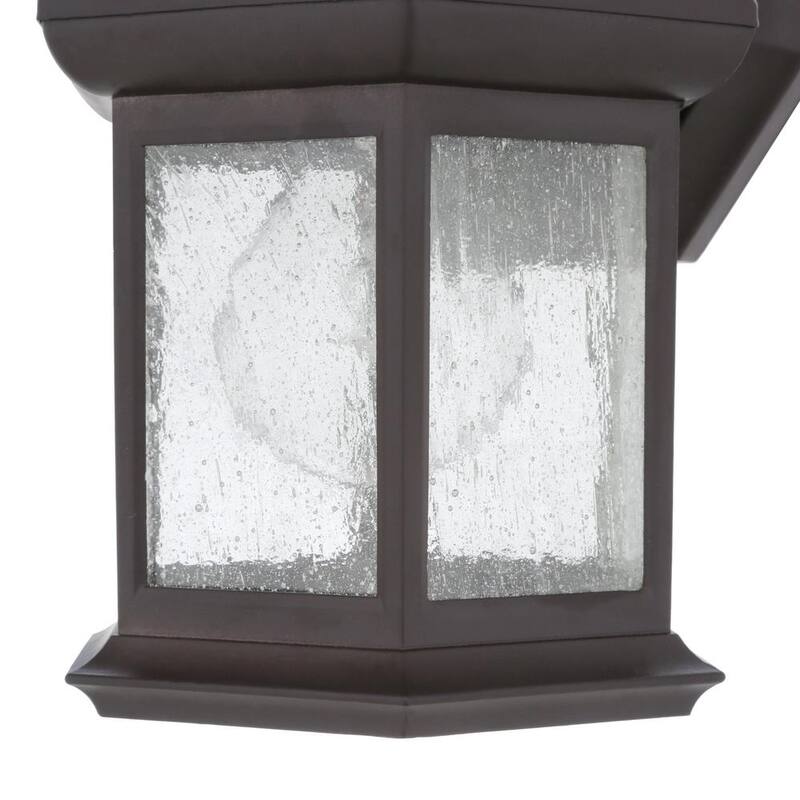 Hampton Bay 10.5 pulgadas 1 Luz Bronce Aplique de Pared para Exteriores con Vidrio Sembrado (Paquete de 2) - TR T0784