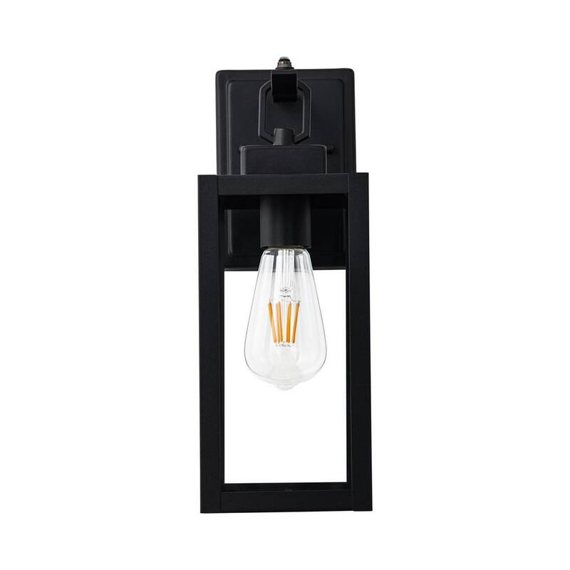 C Cattleya 1-Light Linterna de Pared Exterior al Amanecer y Anochecer en Negro Mate con Vidrio Templado Transparente - CA2012-W