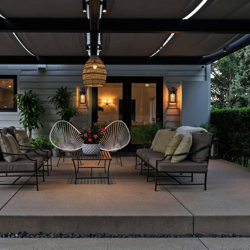 C Cattleya 1-Light Linterna de Pared Exterior al Amanecer y Anochecer en Negro Mate con Vidrio Templado Transparente - CA2012-W