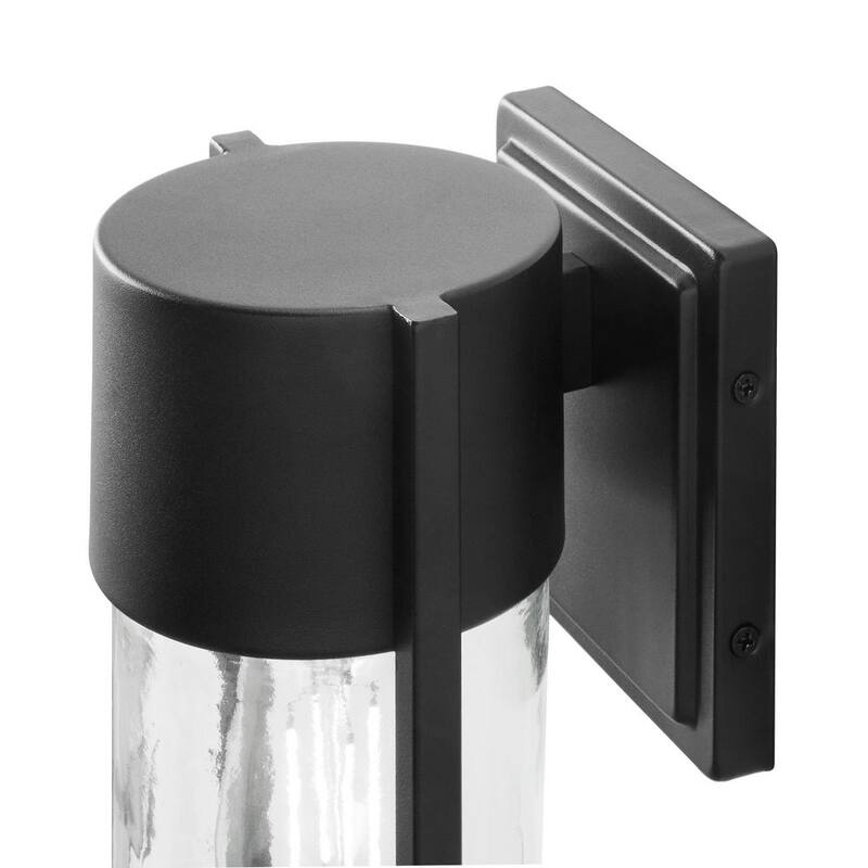 Luz de pared exterior moderna de un solo foco en negro mate Hampton Bay Kempster de 9.92 pulgadas con vidrio transparente - W2220-11