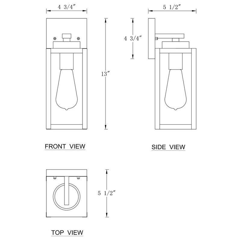 C Cattleya Lámpara de pared para exterior con una luz, acabado negro mate, con cableado duro, con vidrio templado claro (paquete de 2) - CA2241-2W