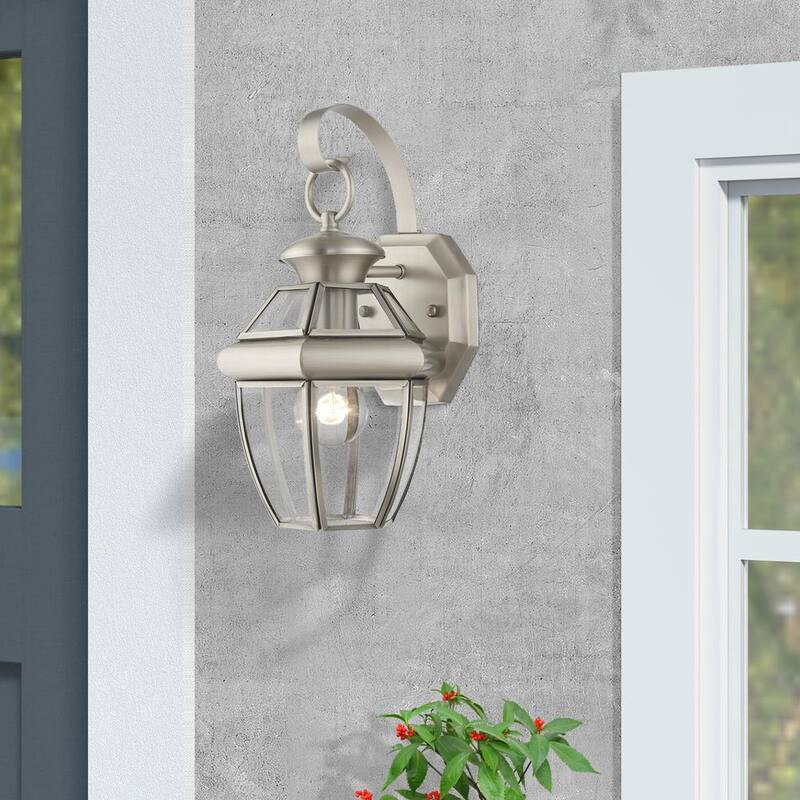 AVIANCE LIGHTING Luminaria de pared exterior Aston de 1 luz en níquel cepillado - HD00476