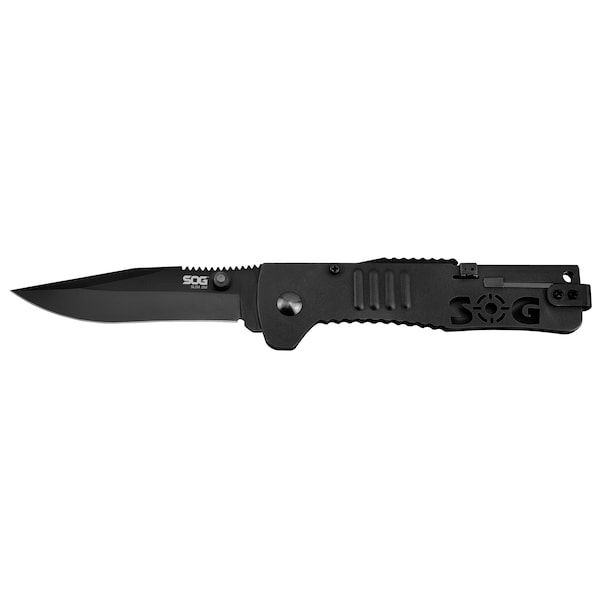 Sog Folding Knife, Clip Point, Black, 3-3/16 In - SJ32-CP