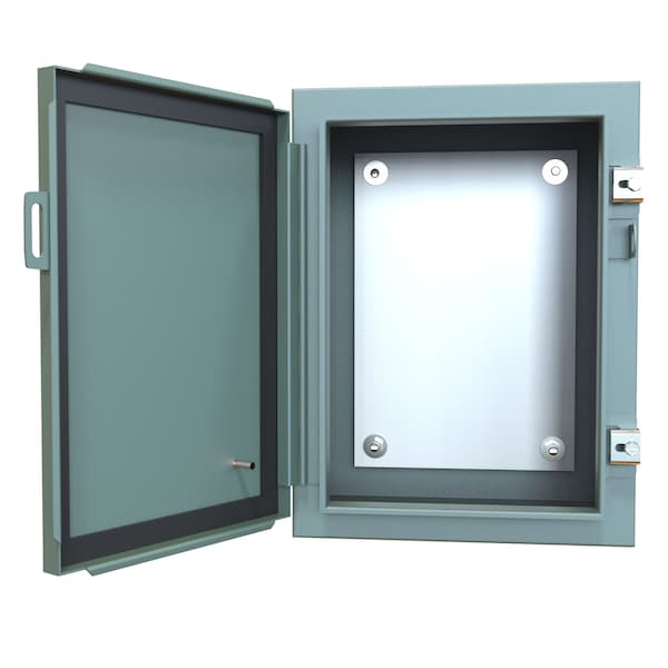 Hammond Steel Electrical Enclosures, 16 in H, 8 in D, 12 in W, NEMA 12, Hinged - 1418B8