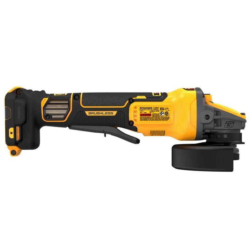 Amoladora angular inalámbrica DEWALT 20V sin escobillas de 4-1/2 a 5 pulgadas con velocidad variable y ventaja FLEXVOLT (solo herramienta) - DCG416VSB