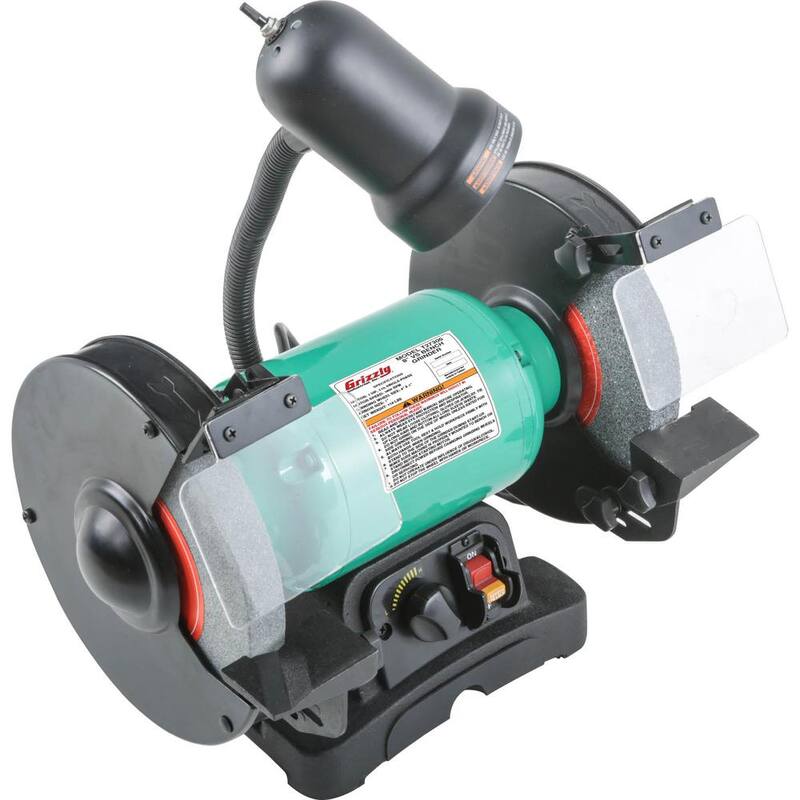 Rectificadora de banco de velocidad variable de 8 pulgadas con luz - T27305 de Grizzly Industrial