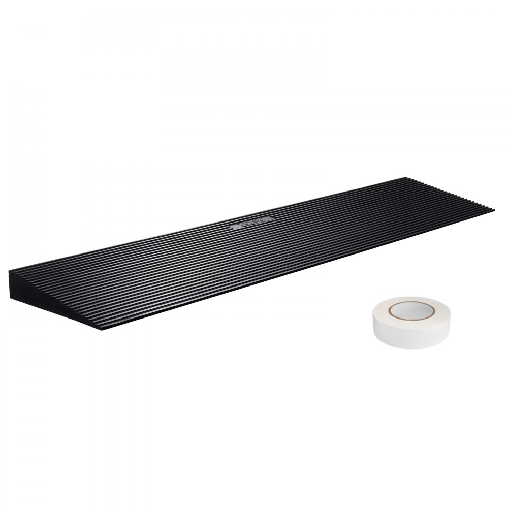 VEVOR 1.6" Rise Cuttable Threshold Ramp for Sweeping Robot, 35.4" Wide Natural Rubber Wheelchair Ramp, Non-Slip Solid Rubber Ramp with Double-Sided Tape for Doorways, Driveways, Bathroom, Smooth Tile - SXSNLYPDGB1351X9MV0