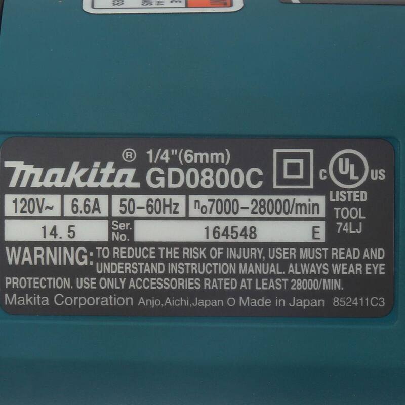 Amoladora recta Makita de 6.6 Amp 1/4 pulgadas SJS - GD0800C