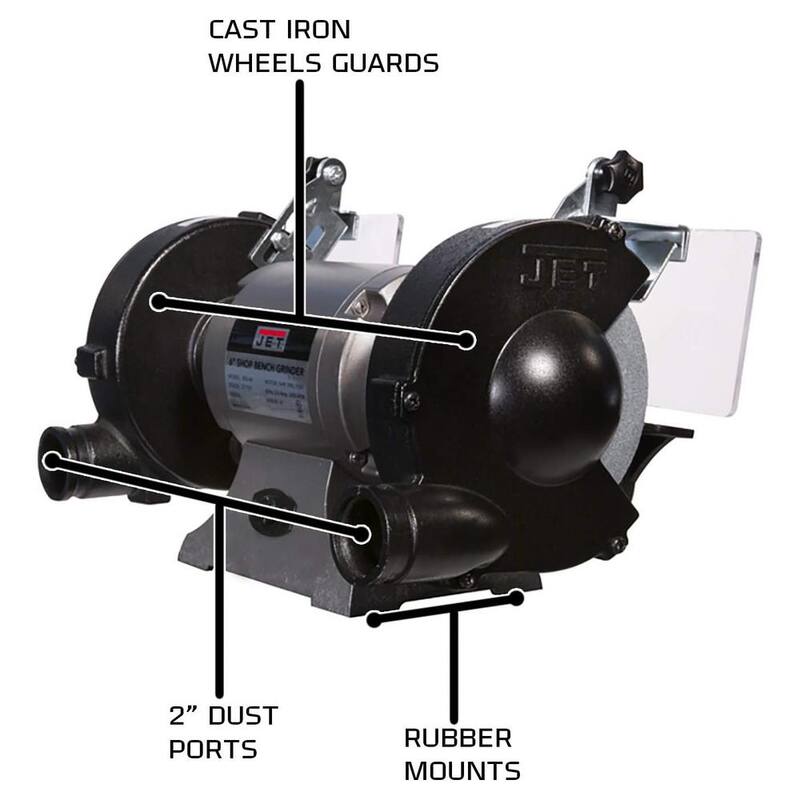 Esmeriladora de banco Jet JBG-6W de 6 pulgadas con cepillo de alambre - 577126.