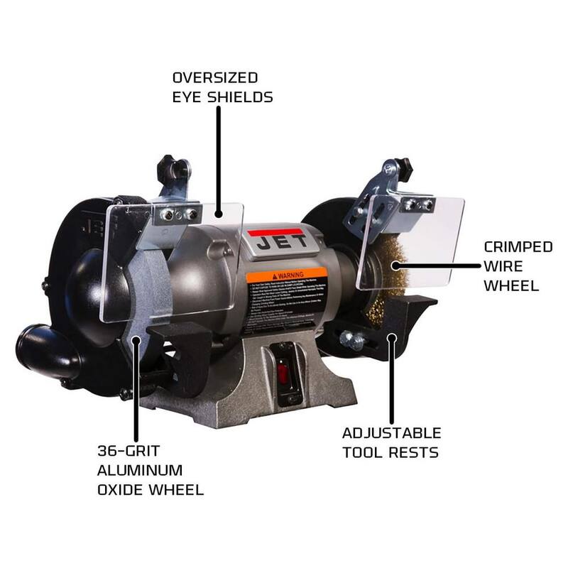 Esmeriladora de banco Jet JBG-6W de 6 pulgadas con cepillo de alambre - 577126.