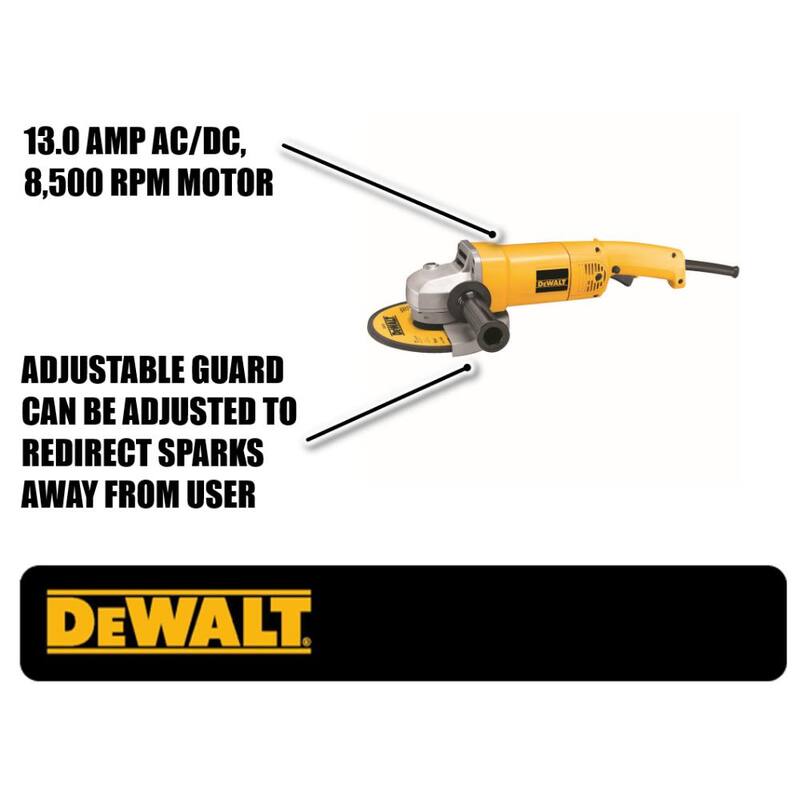 DEWALT 13 amperios 7 pulgadas 8,000 RPM Amoladora angular mediana - DW840