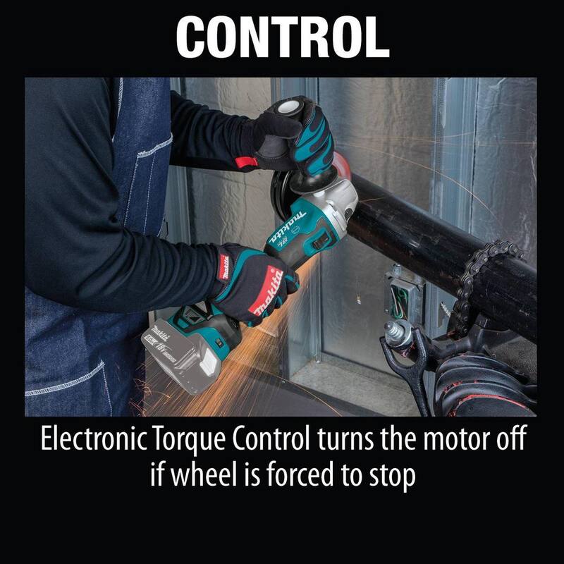 Esmeriladora angular/cortadora inalámbrica sin escobillas de 18V LXT de Makita de 4-1/2 pulgadas / 5 pulgadas con freno eléctrico (Herramienta solamente) - XAG16Z.