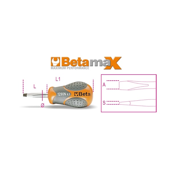 Beta 1290N 4 x 30 Screwdriver for Slotted Head Screws Extra short - 012900103