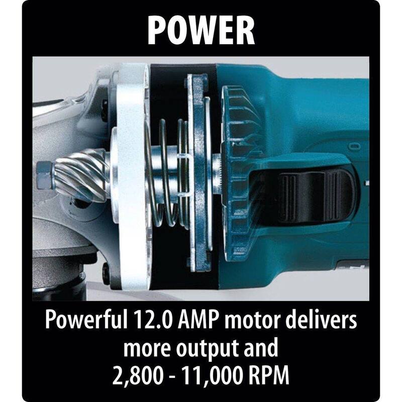 Makita 12 Amperios 5 pulgadas Amoladora angular de alta potencia SJS II - GA5042C