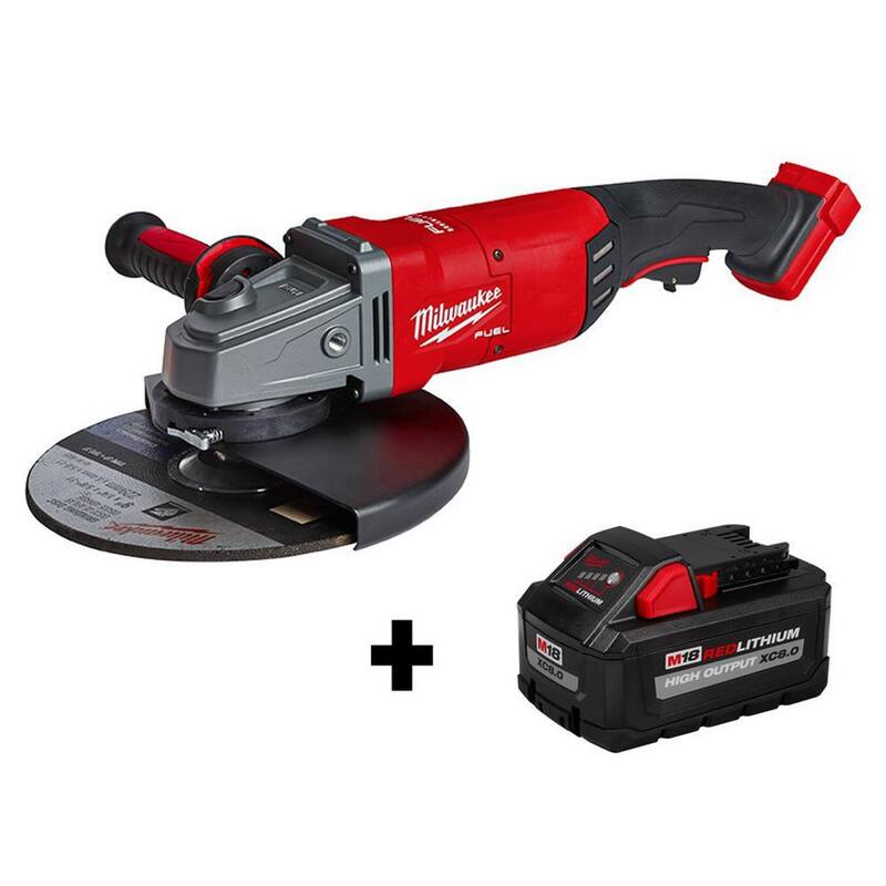 Amoladora angular inalámbrica Milwaukee M18 FUEL 18V de 7/9 pulgadas con batería de litio-ion XC de alta capacidad de 8.0Ah - 2785-20-48-11-1880