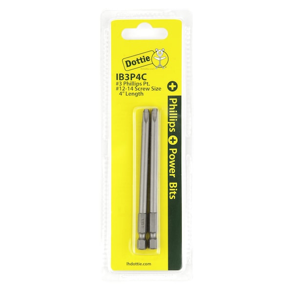 L.H. Dottie L.H. Dottie #3 x 4'' Phillips Power Bit (Carded) - IB3P4C