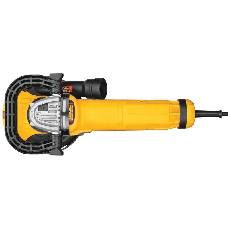Amoladora angular con cable DEWALT de 13 amperes y 4.5 - 5 pulgadas con protector de molienda de superficie - DWE46155