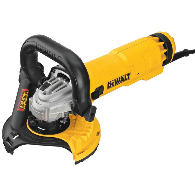 Amoladora angular con cable DEWALT de 13 amperes y 4.5 - 5 pulgadas con protector de molienda de superficie - DWE46155