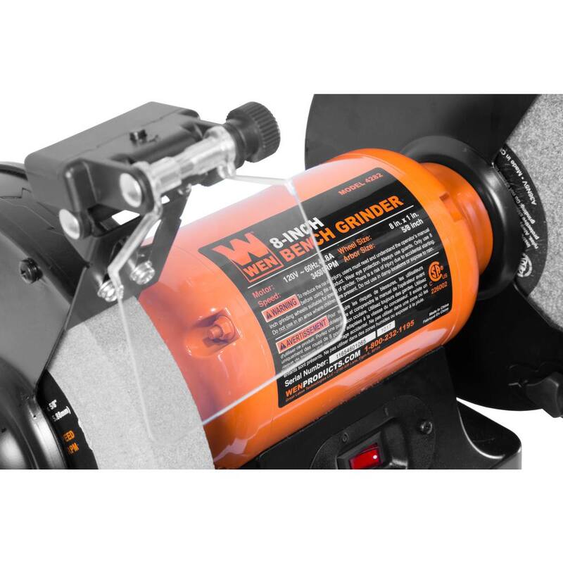 Esmeriladora de banco de velocidad única de 8 pulgadas y 4.8 amperios con luces de trabajo LED - BG4282