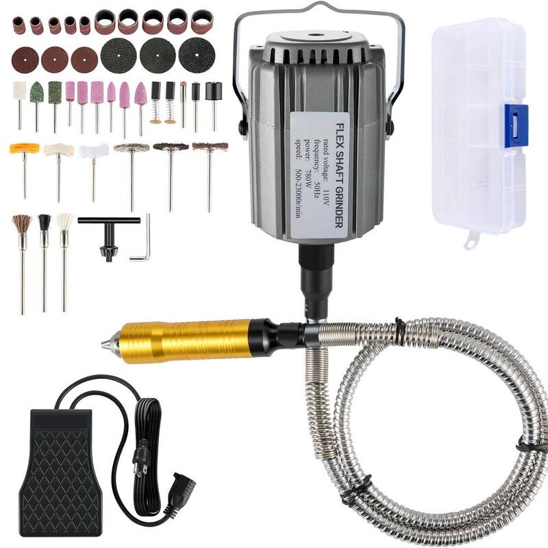 Amoladora con eje flexible VEVOR de 780 vatios con mandril de 1/4 de pulgada, pedal y velocidad de 500 a 25000 RPM para tallar, perforar y pulir - DMJMC780W-YJFS2LSV1
