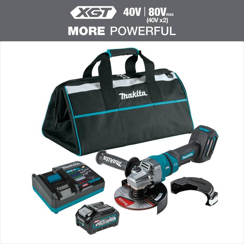 Kit de Amoladora Angular Inalámbrica Brushless XGT Máximo de 40 Voltios de Makita de 4-1/2/6 pulgadas con Interruptor de Paleta y Freno Eléctrico (4.0Ah) - GAG14M1