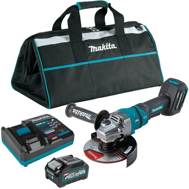Kit de Amoladora Angular Inalámbrica Brushless XGT Máximo de 40 Voltios de Makita de 4-1/2/6 pulgadas con Interruptor de Paleta y Freno Eléctrico (4.0Ah) - GAG14M1