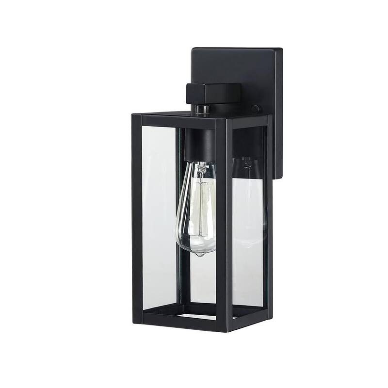 Hukoro Martin 13 pulg. 1-Luz Linterna de Pared Exterior de Color Negro Mate (Paquete de 2) - F87702-BK