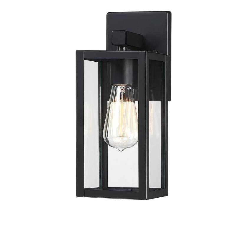 Hukoro Martin 13 pulg. 1-Luz Linterna de Pared Exterior de Color Negro Mate (Paquete de 2) - F87702-BK
