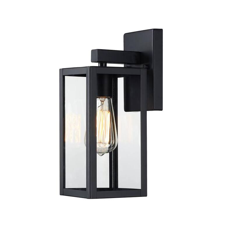Hukoro Martin 13 pulg. 1-Luz Linterna de Pared Exterior de Color Negro Mate (Paquete de 2) - F87702-BK