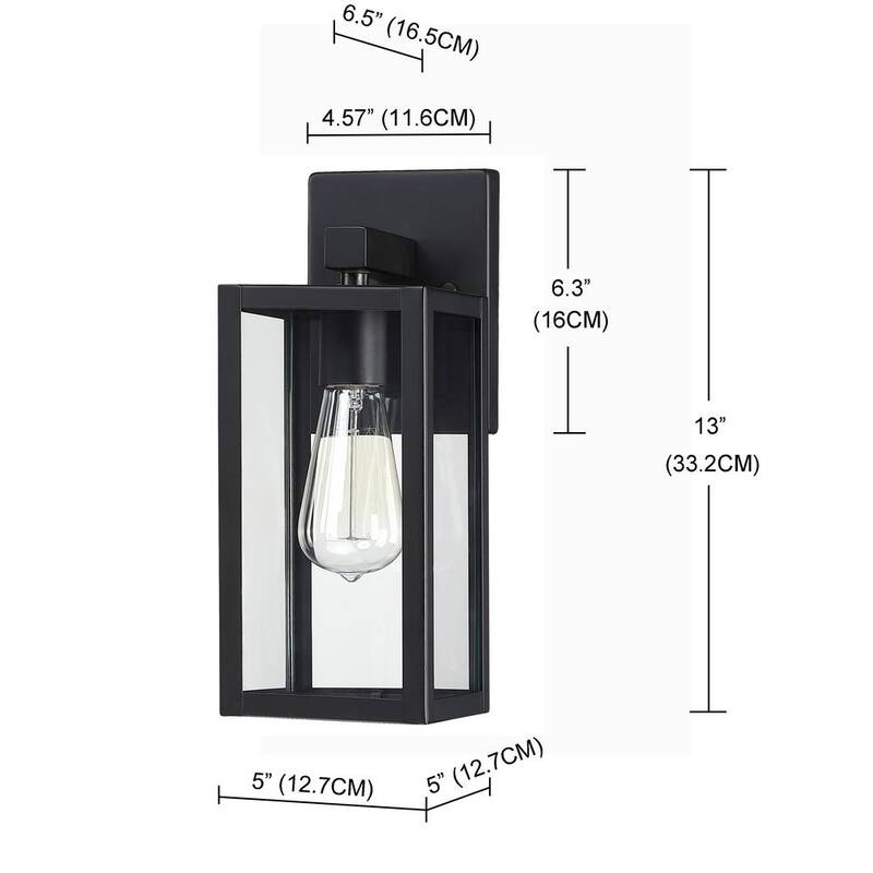 Hukoro Martin 13 pulg. 1-Luz Linterna de Pared Exterior de Color Negro Mate (Paquete de 2) - F87702-BK