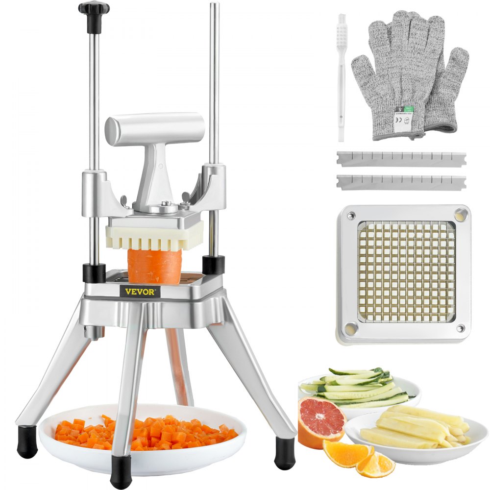 VEVOR Commercial Vegetable Fruit Chopper 1/4" Blade Heavy Duty Professional Food Dicer Kattex French Fry Cutter Onion Slicer Stainless Steel for Tomato Peppers Potato Mushroom - ZT14INCH420J2816ZV0