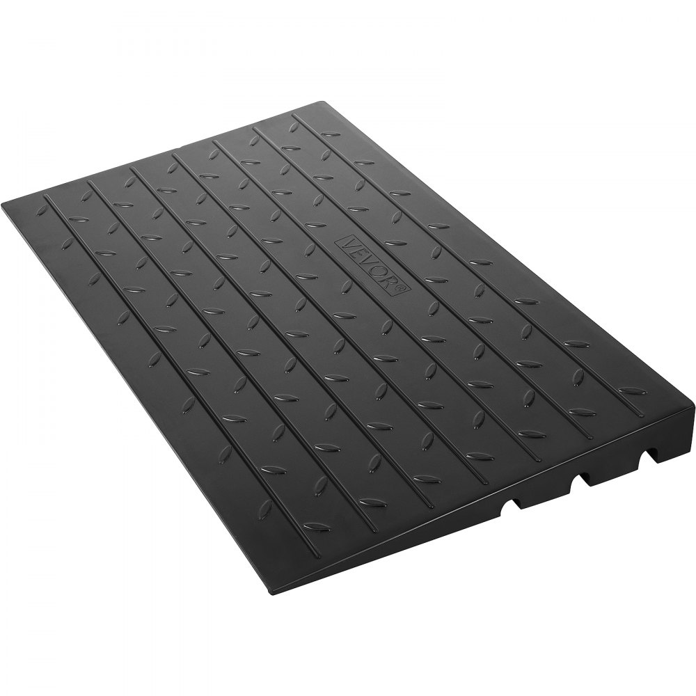 VEVOR Rubber Threshold Ramp, 2.6" Rise Threshold Ramp Doorway, 3 Channels Cord Cover Rubber Solid Threshold Ramp, Transitions Rubber Angled Entry Rated 2200Lbs Load Capacity for Wheelchair and Scooter - WF24X42.5X2.5WSX2V0