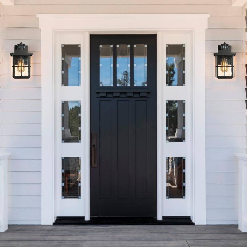 Lámpara de pared exterior moderna LNC con sensor de movimiento, Aplique negro de exteriores con 1 luz para porche, cochera, pérgola, cenador, jardín - NFZER3HD14745I8