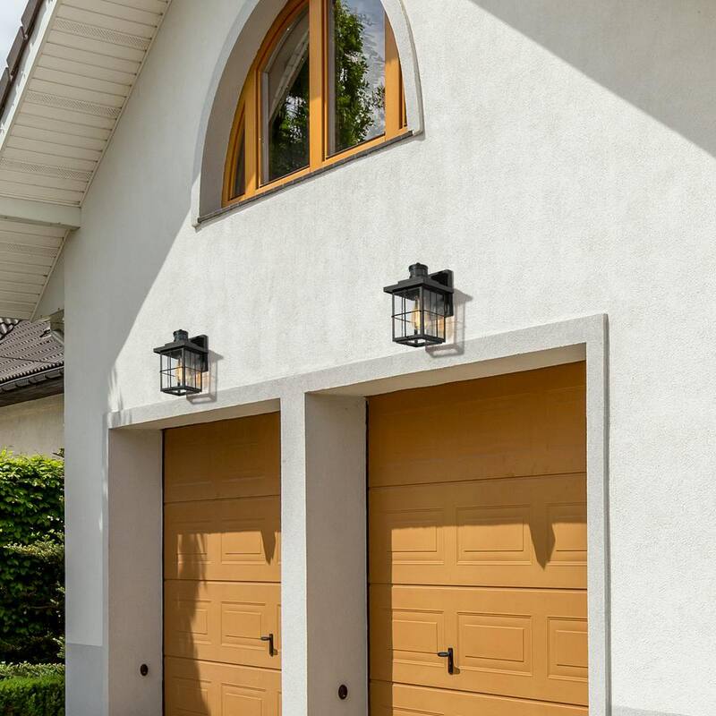 Lámpara de pared exterior moderna LNC con sensor de movimiento, Aplique negro de exteriores con 1 luz para porche, cochera, pérgola, cenador, jardín - NFZER3HD14745I8