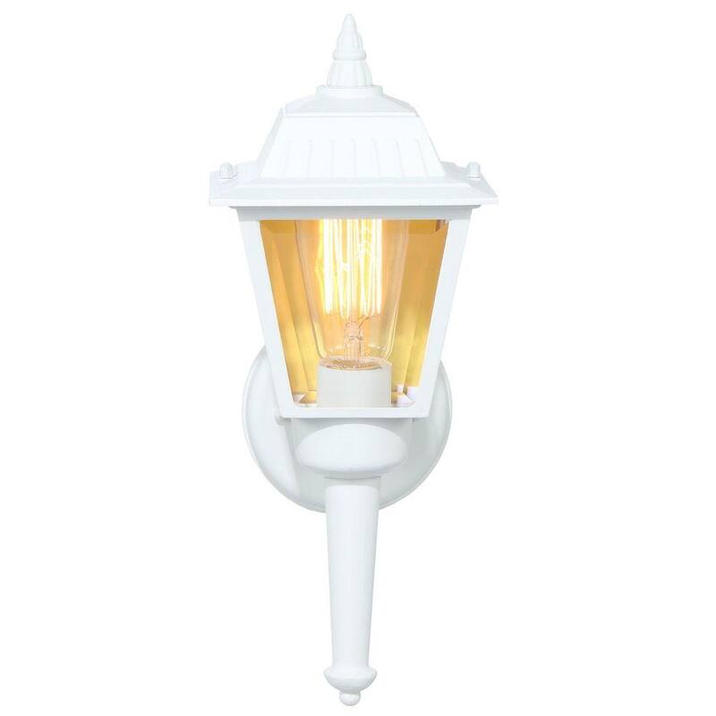 Marca Privada sin Marca de 13.5 pulgadas. Luminaria de Pared para Exterior de 1 Luz, Color Blanco, con Vidrio Transparente - HW 5004.