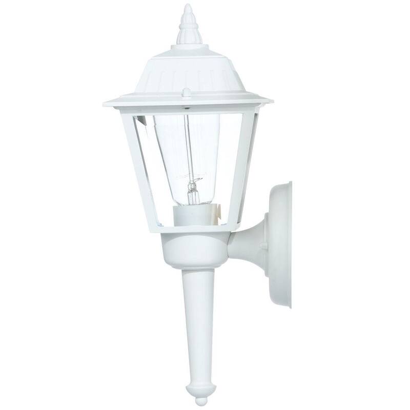 Marca Privada sin Marca de 13.5 pulgadas. Luminaria de Pared para Exterior de 1 Luz, Color Blanco, con Vidrio Transparente - HW 5004.
