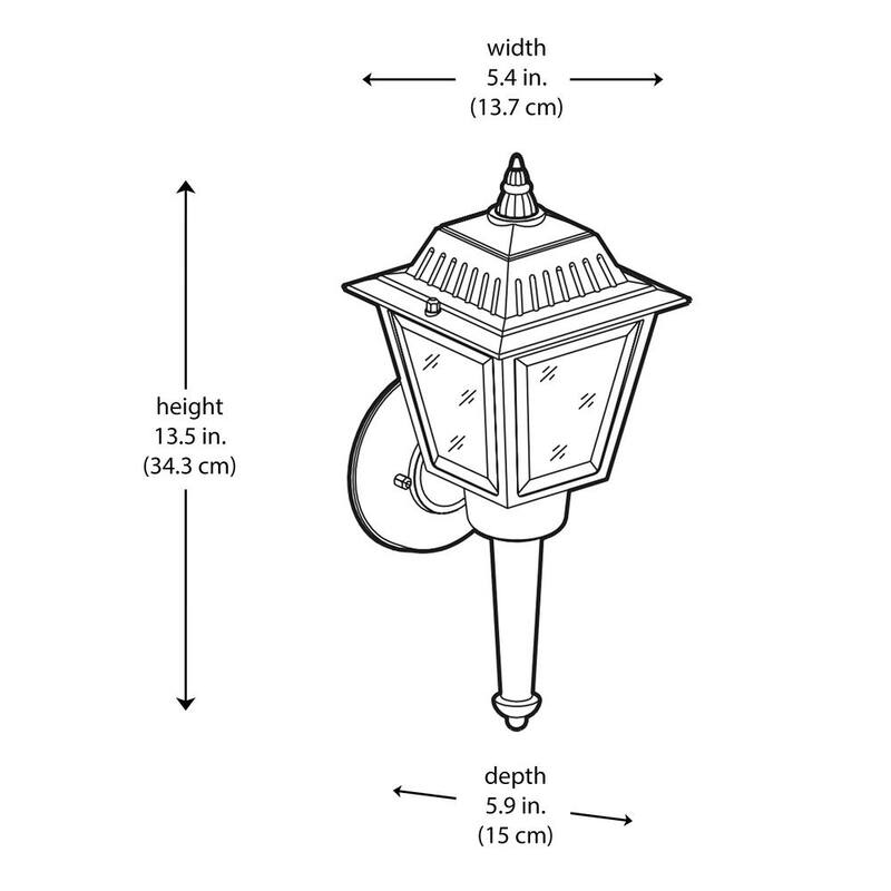 Marca Privada sin Marca de 13.5 pulgadas. Luminaria de Pared para Exterior de 1 Luz, Color Blanco, con Vidrio Transparente - HW 5004.