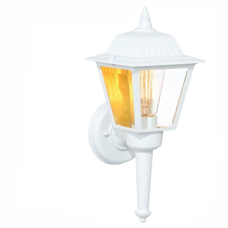 Marca Privada sin Marca de 13.5 pulgadas. Luminaria de Pared para Exterior de 1 Luz, Color Blanco, con Vidrio Transparente - HW 5004.
