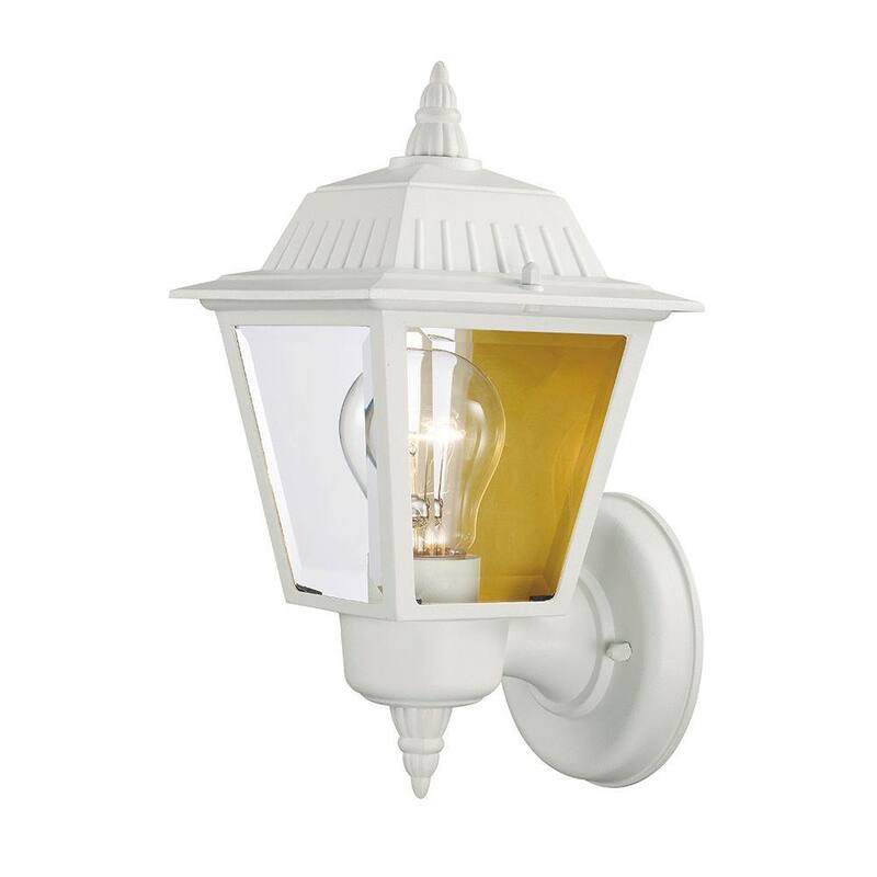 Marca Privada sin Marca de 13.5 pulgadas. Luminaria de Pared para Exterior de 1 Luz, Color Blanco, con Vidrio Transparente - HW 5004.