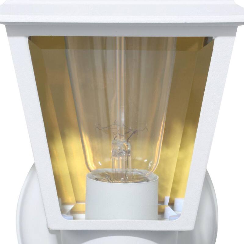 Marca Privada sin Marca de 13.5 pulgadas. Luminaria de Pared para Exterior de 1 Luz, Color Blanco, con Vidrio Transparente - HW 5004.