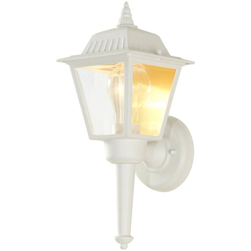 Marca Privada sin Marca de 13.5 pulgadas. Luminaria de Pared para Exterior de 1 Luz, Color Blanco, con Vidrio Transparente - HW 5004.