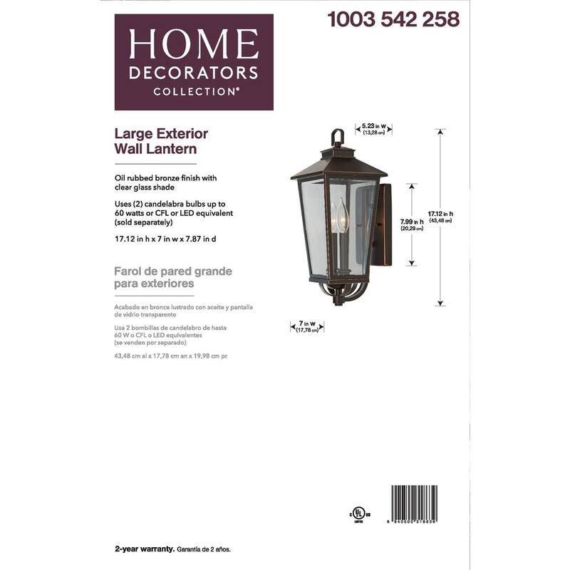 Colección de decoración para el hogar Williamsburg 17.12 pulgadas Estilo Gas 2-luces Luz de pared exterior enchufada alámbricamente Modelo Farol con No se incluye bombilla - JIQ1612A-3